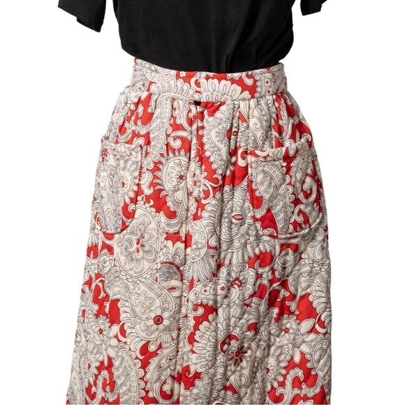 Vintage Damask Print Quilted Robe Maxi Skirt ca. early '70s. (S) - Picture 9 of 9